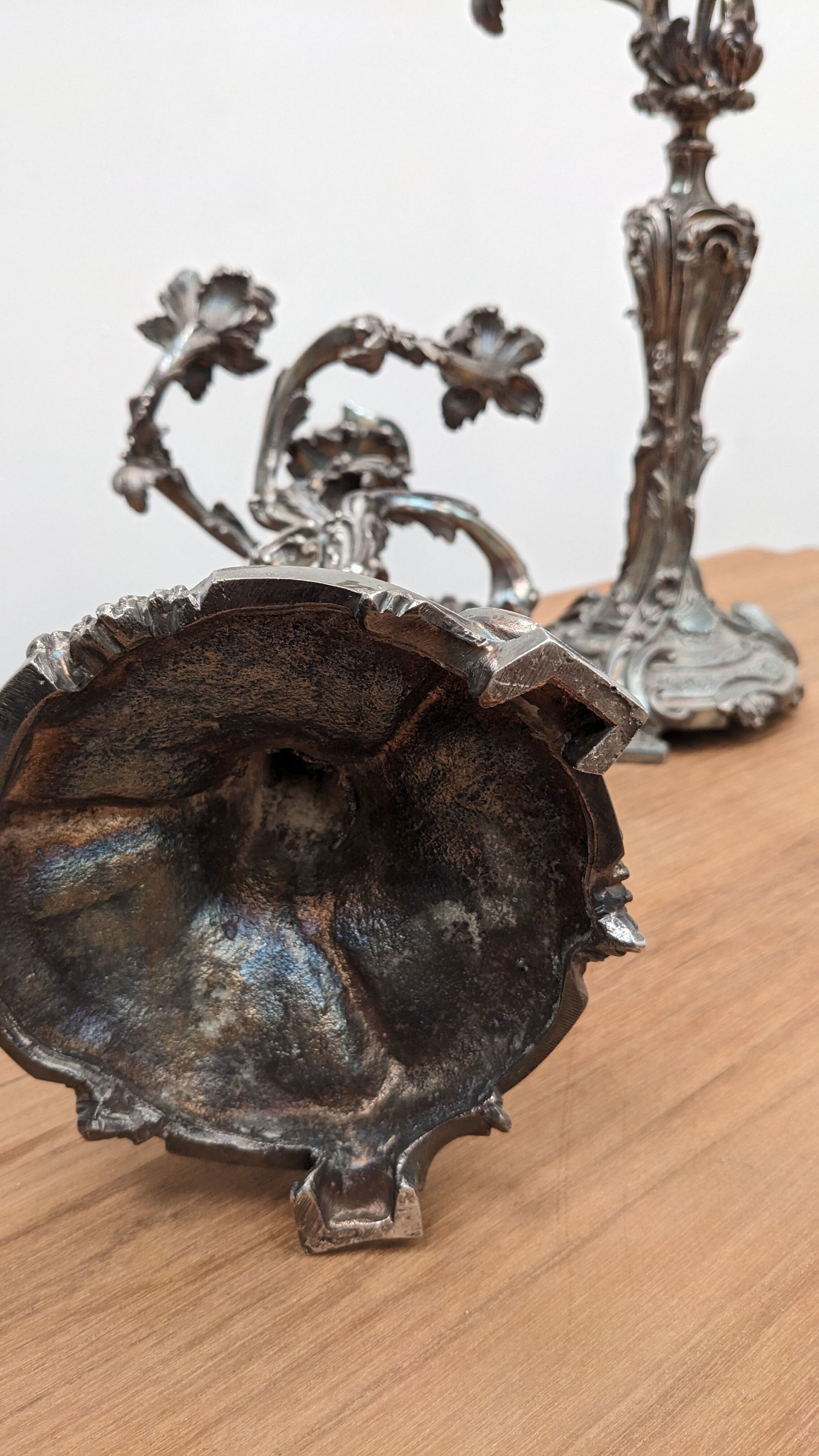 Silver metal candlesticks.