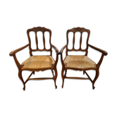 Louis XV oak-style mulched armchairs