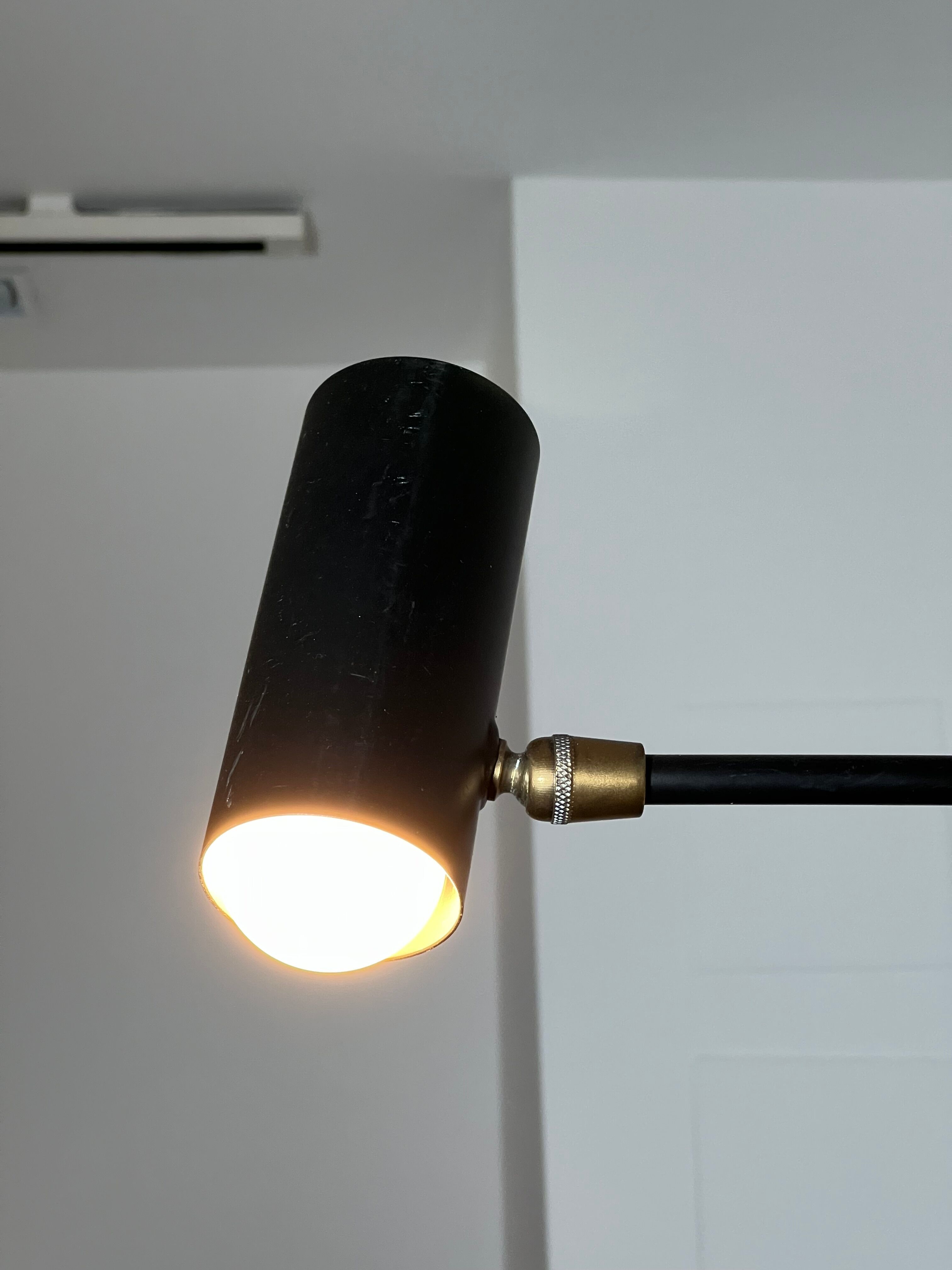 Vintage black metal wall lamp 1950s