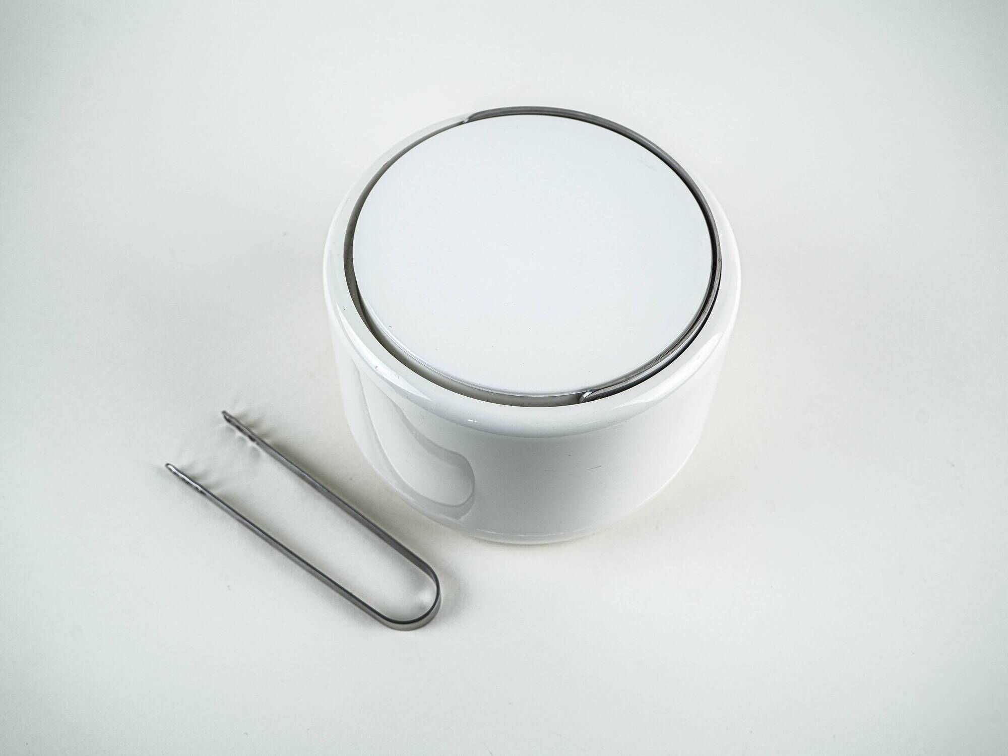 Stelton Ice Bucket in White with Steel Detail, Danish Design, 1970s