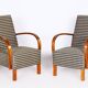Art Deco Walnut Reclining Chairs, Czechia, 1930s, Set of 2