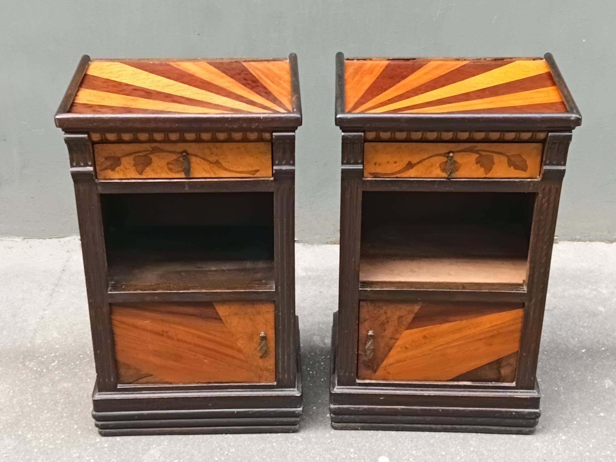 Pair of Art Deco bedside tables from the 1920s.