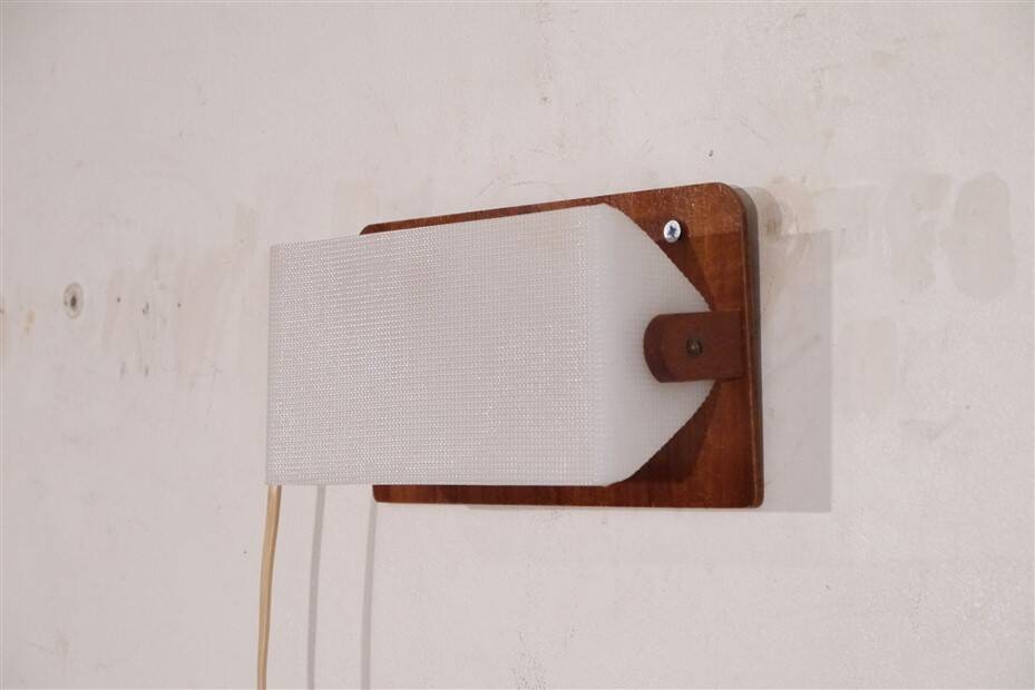Applique vintage scandinave en teck et plexi 1970