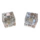 Pair of Modernist Cube Design Candle Holders Moulded Glass 1970s Vintage