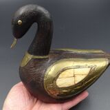 Wooden and brass swan