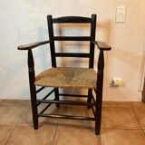 Design armchair of the 20th in straw