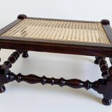 Antique Belle Epoque Oak Wood and Cane Footstool/ Occasional Table, late 19th-C
