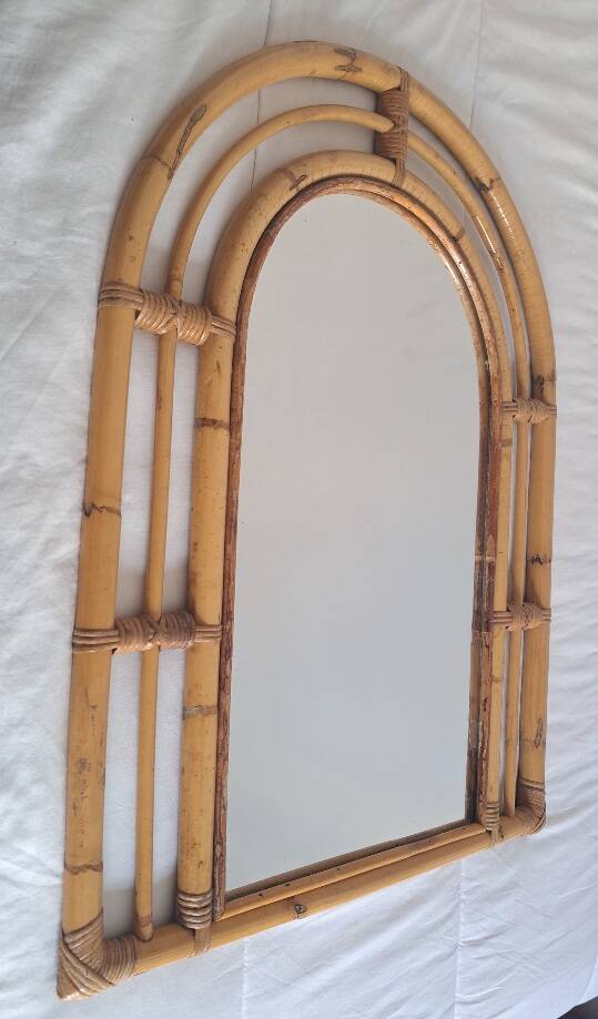 Miroir en bambou vintage