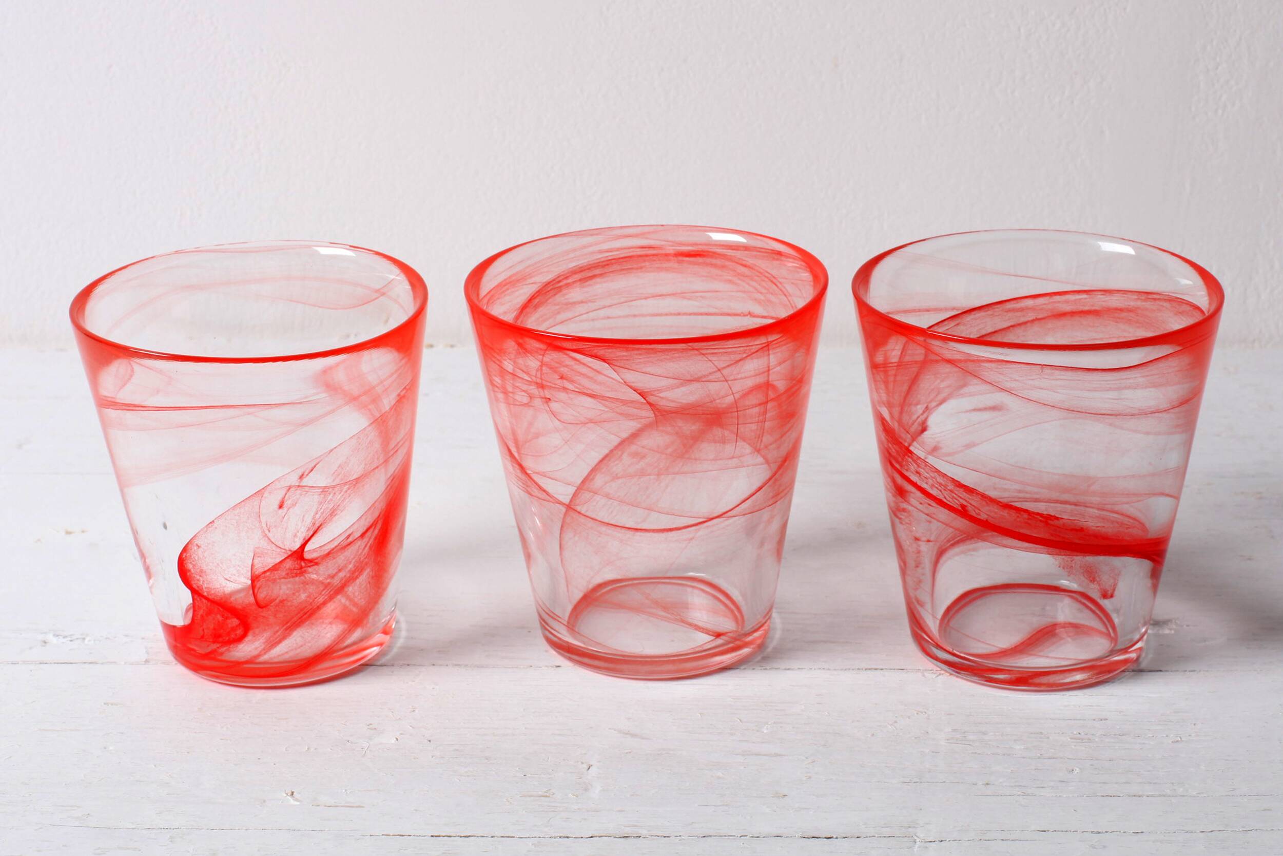 Set of 3 Water Glasses / Stylish Solid Glasses Capri Corallo 33cl Bormioli