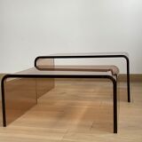 2 altuglas smoked nesting coffee table, 1970s