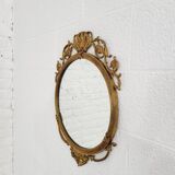 Miroir Médaillon Rond en Laiton, 1950s