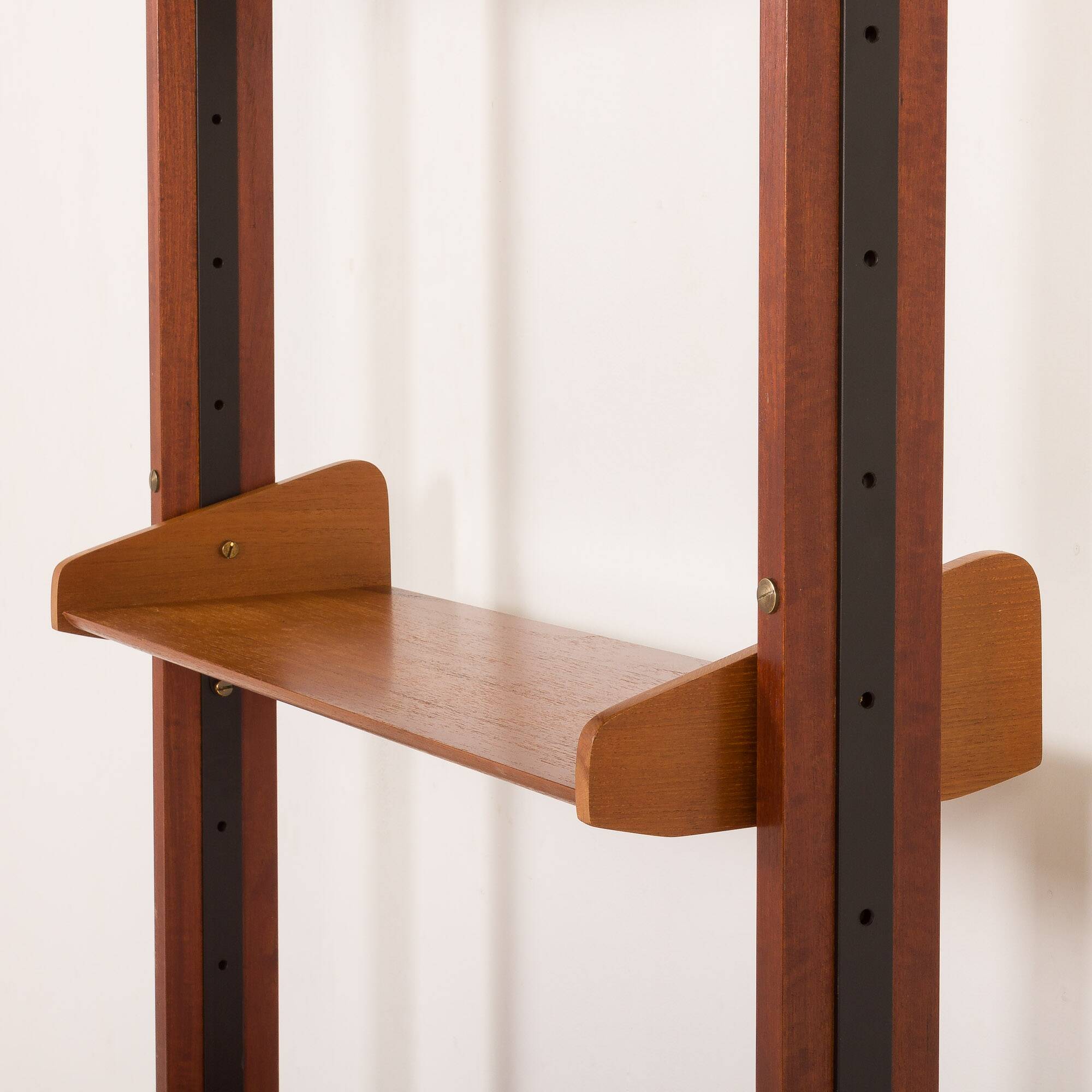 Italian floor to ceiling wall unit or room divider in teak, 1960s