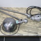 Jieldé desk lamp 2 arms 40cm base seed glossy varnish, Vintage industrial Jean Louis Domecq