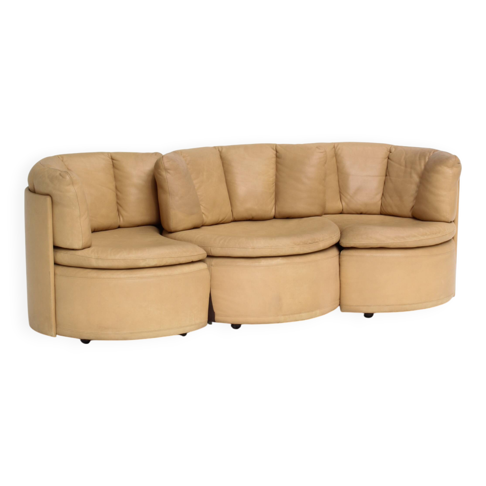 Vintage DS-800 “Biscuit” sofa by De Sede – beige leather 1970s