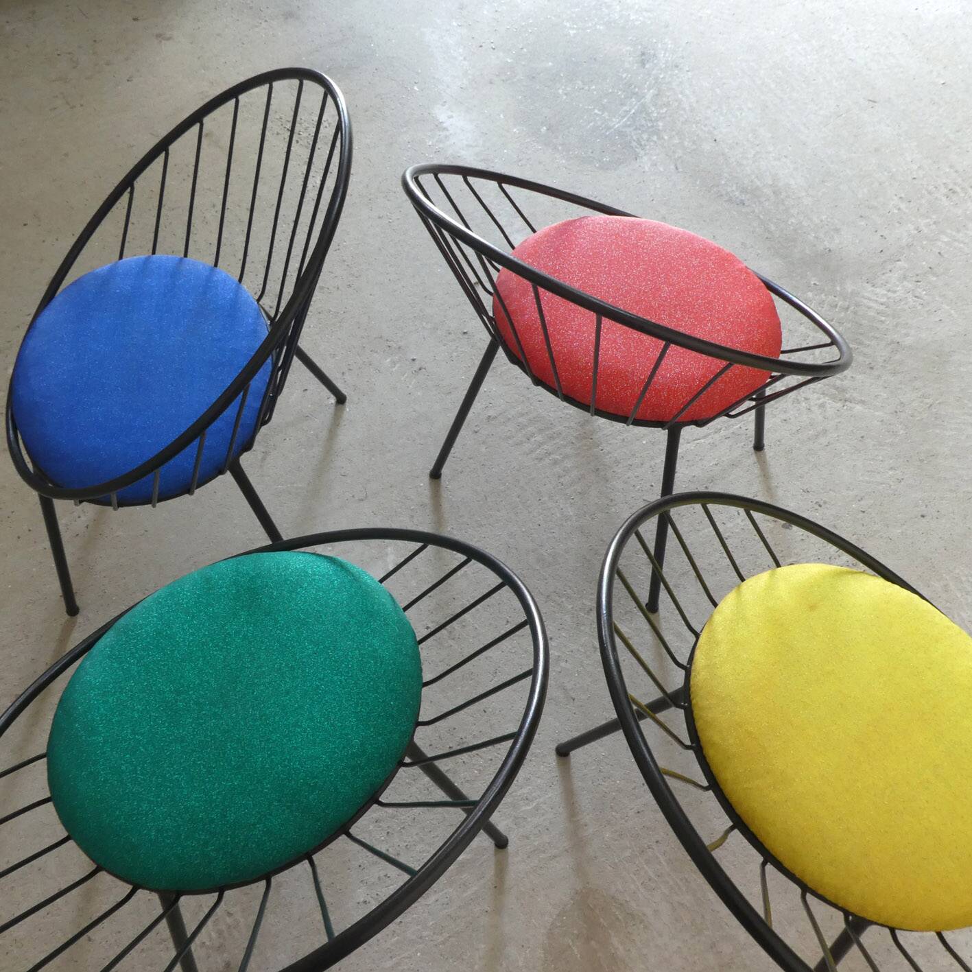 Set de 4 fauteuils corbeille des années 1950