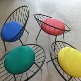 Set of 4 basket armchairs from the 1950s