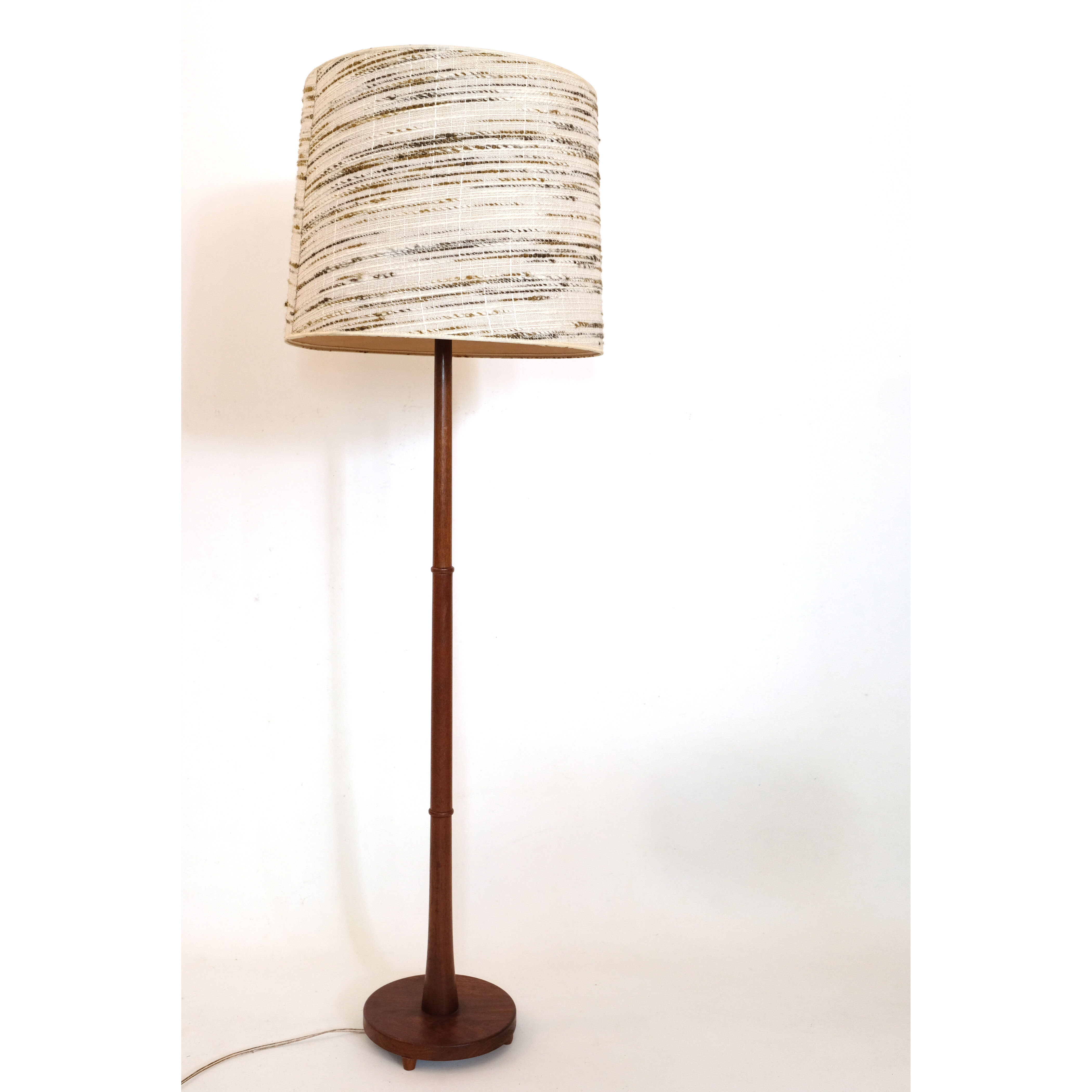 Teak floor lamp and wool lampshade Denmark 1960 1970