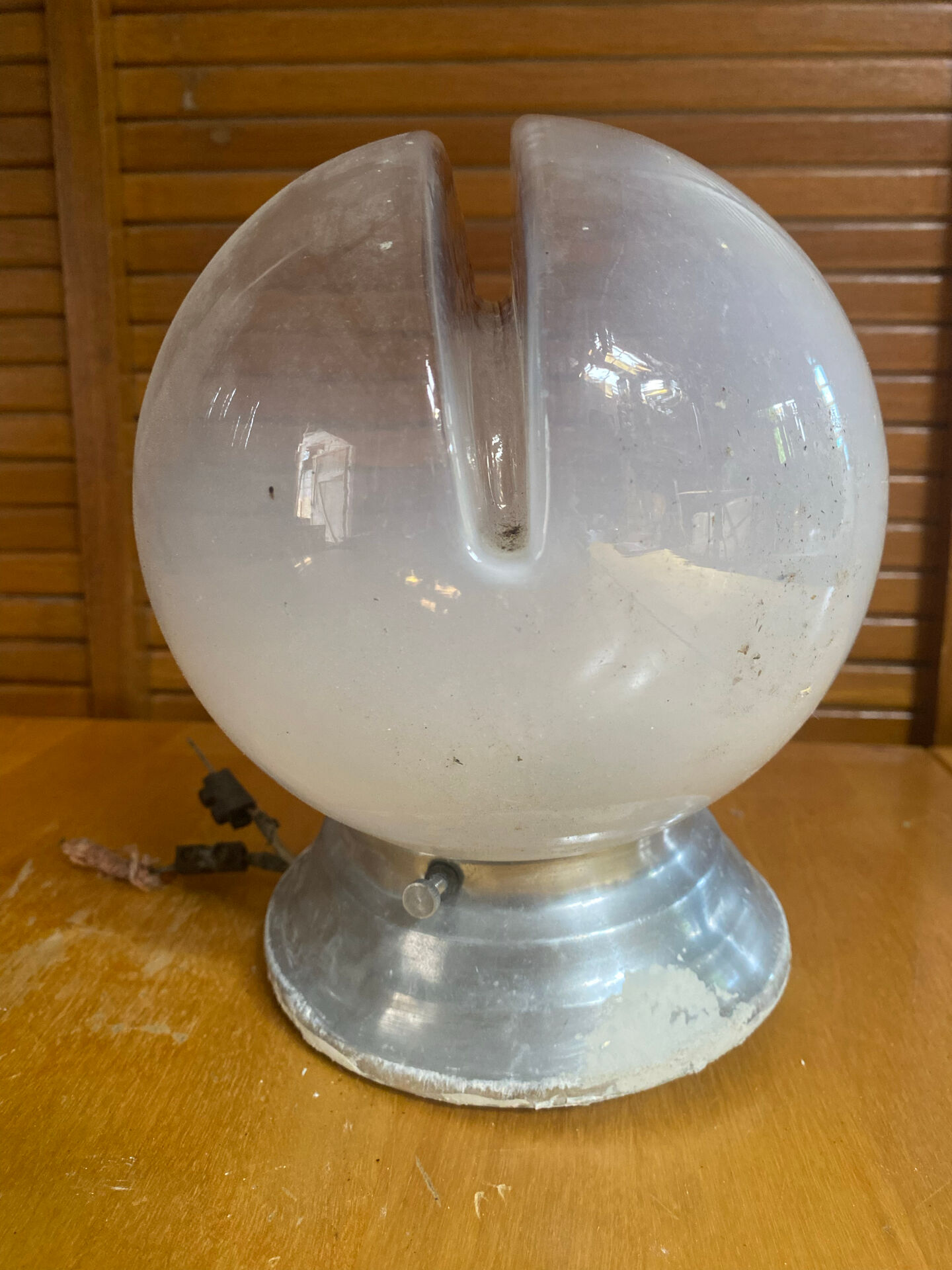 Vintage Ceiling Light Wall Sconce Coloured Glass Ball + Aluminium Support 50s #E060