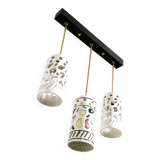 Chandelier with Cylindrical Ceramic Lampshades by Ceramiche Pucci, Italy