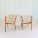 Mid-century lounge chairs in sheepskin/shearling and stained wood, Sweden, 1962.
