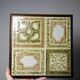 Vintage trivet in glazed ceramic and wood, circa 1960-1970.
