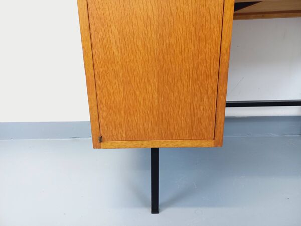 Bureau moderniste vintage Multitable par Jacques Hitier en bois de chêne