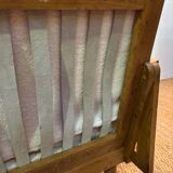 1950s restored oak bench with asymmetrical legs