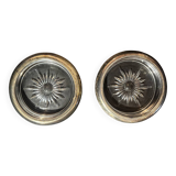 Set of 2 Ashtrays / empty pockets / coasters in Crystal and Silver