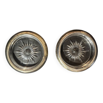 Set of 2 Ashtrays / empty pockets / coasters in Crystal and Silver