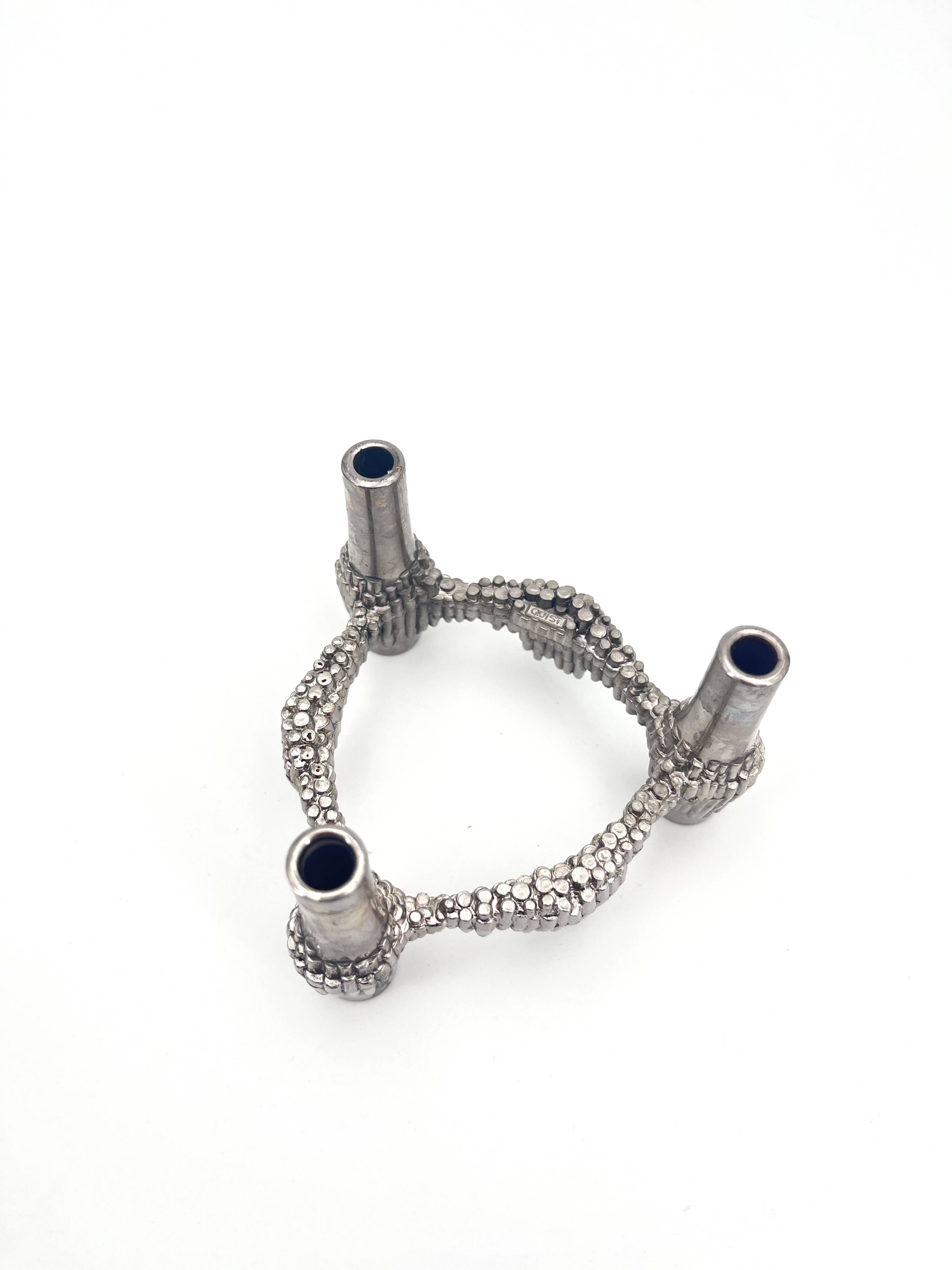 Vintage Brutalist Metal stackable Quist Candle Holder, 1970s