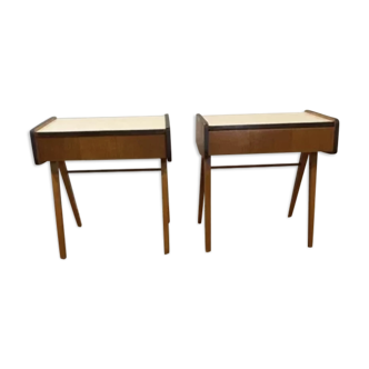 Set of 2 vintage bedside tables by frantisek meluzanik for zapadoslovenske