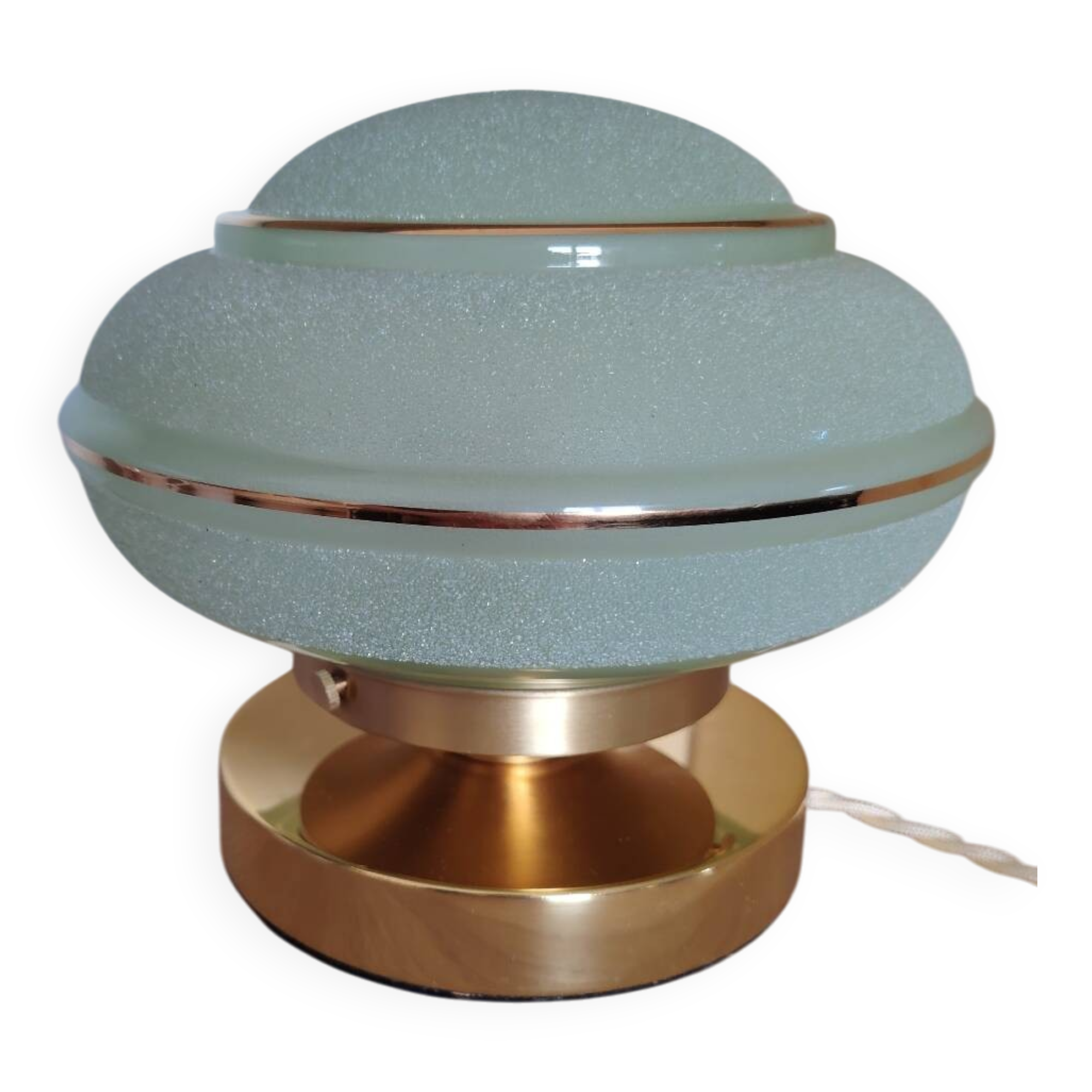 Frosted textured green globe touch lamp