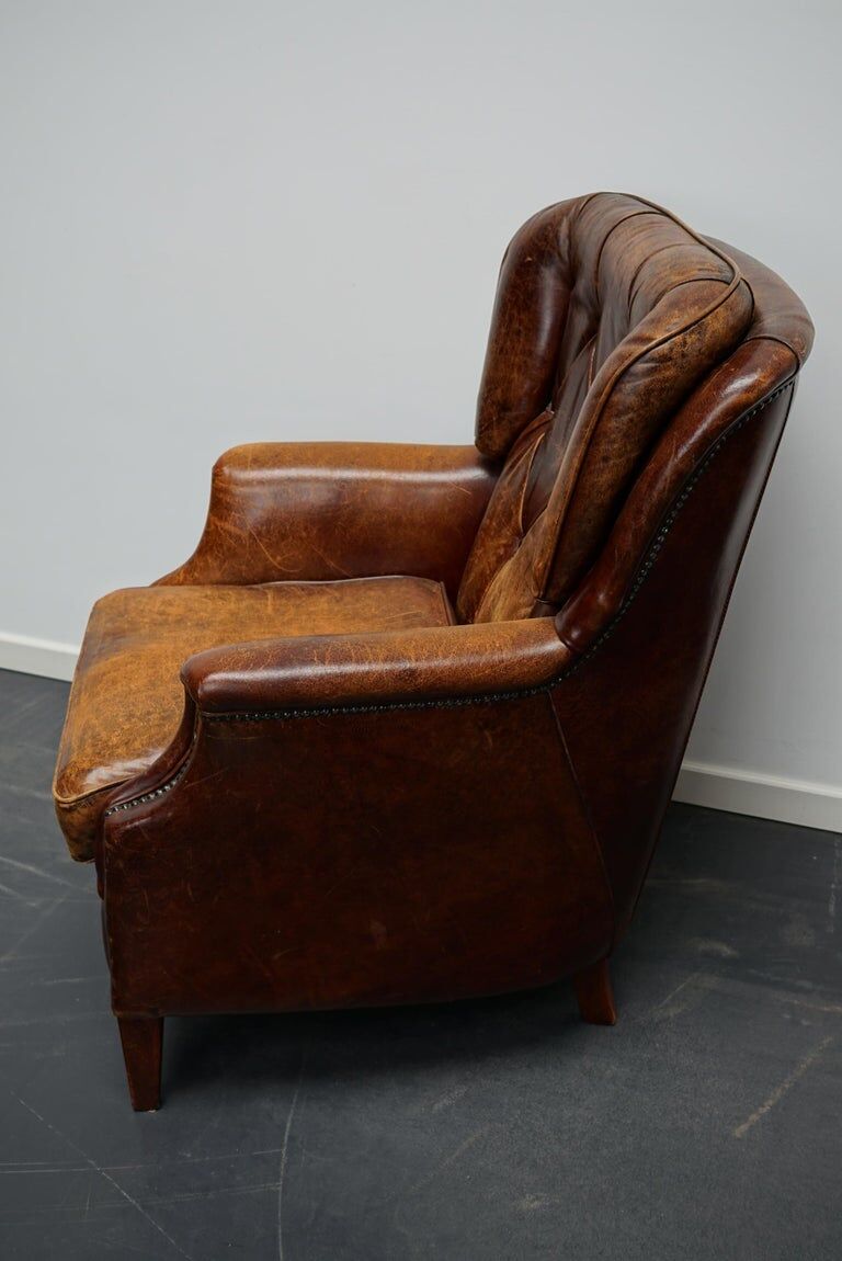 Fauteuil club vintage hollandais en cuir