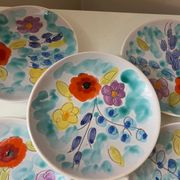 Set of dessert plates with flowers, Vallauris 1960