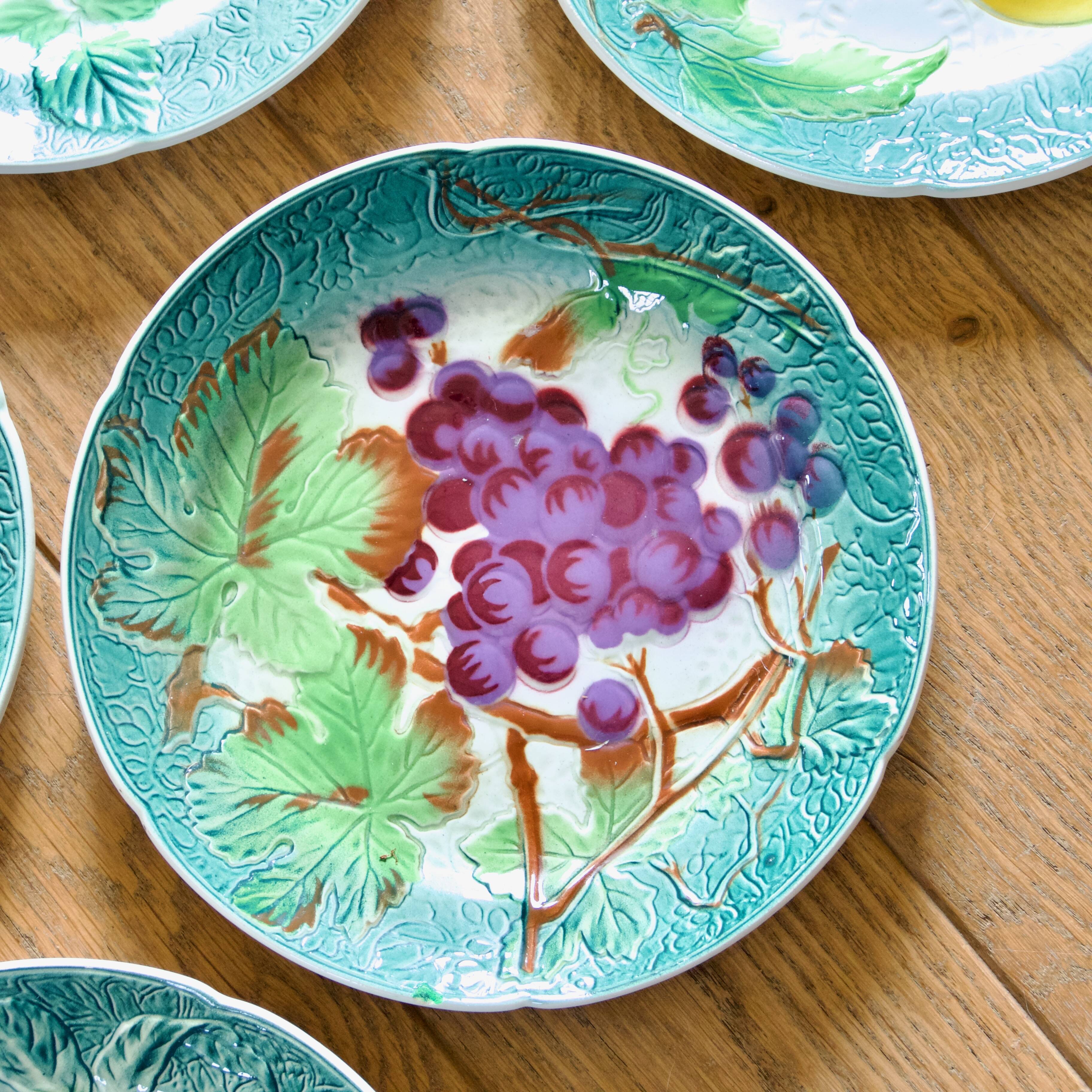 1922 KG Lunéville Badonviller barbotine fruit plates