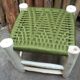 Traditional Moroccan stool in olive green nylon thread and Eucalyptus wood 02