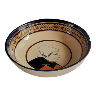 Henriot Quimper salad bowl, Breton bust