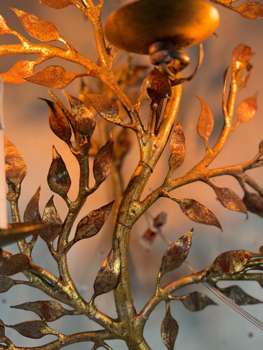 Gilded metal wall lamp with foliage, France circa 1950