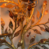 Gilded metal wall lamp with foliage, France circa 1950