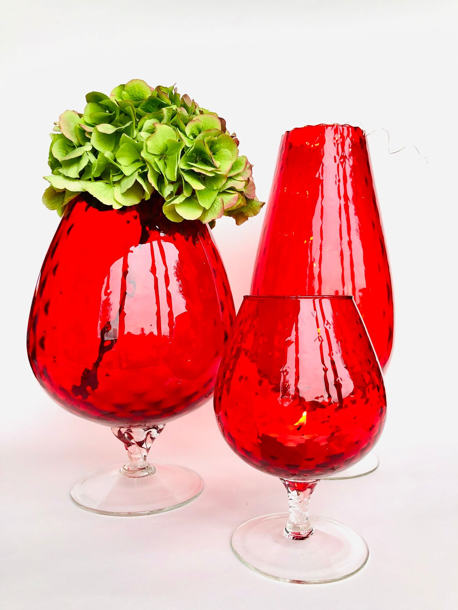 Red textured glass vase from the 60s 70s, Italy, Empoli
