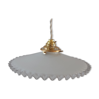 Pendant lamp in serrated opaline 40s