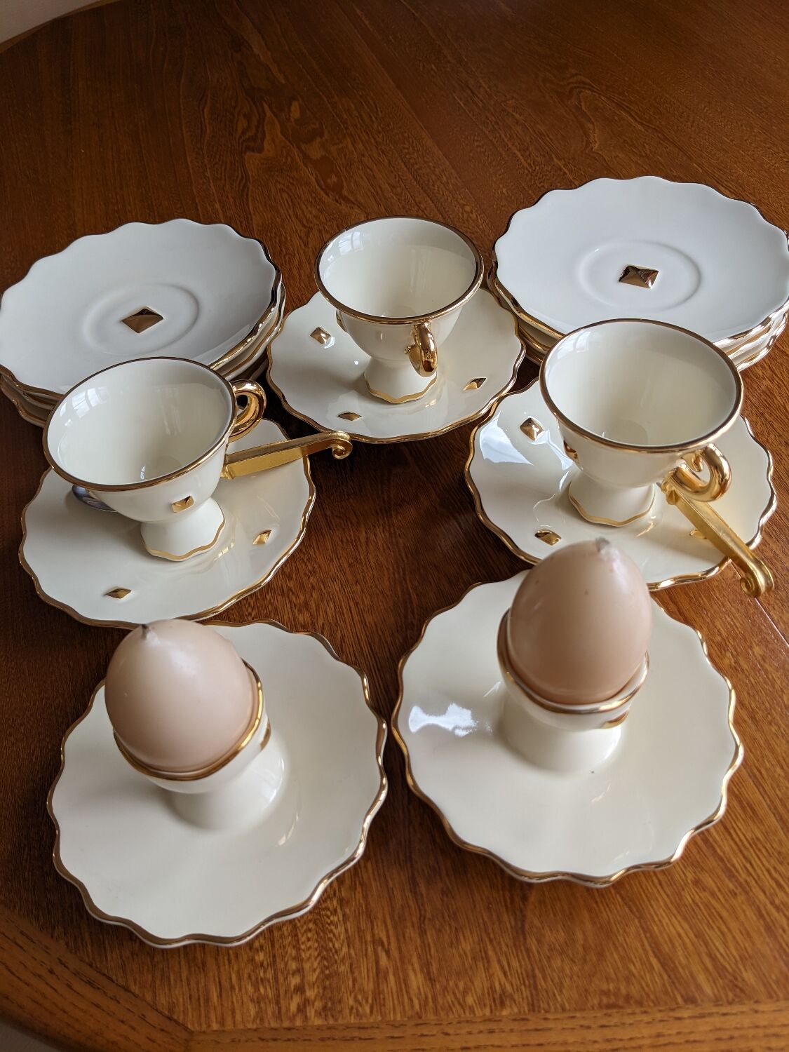 Lot two eggcups ceramic artichoke