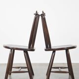 Set of 4 vintage wooden De Ster Gelderland design spindle chairs