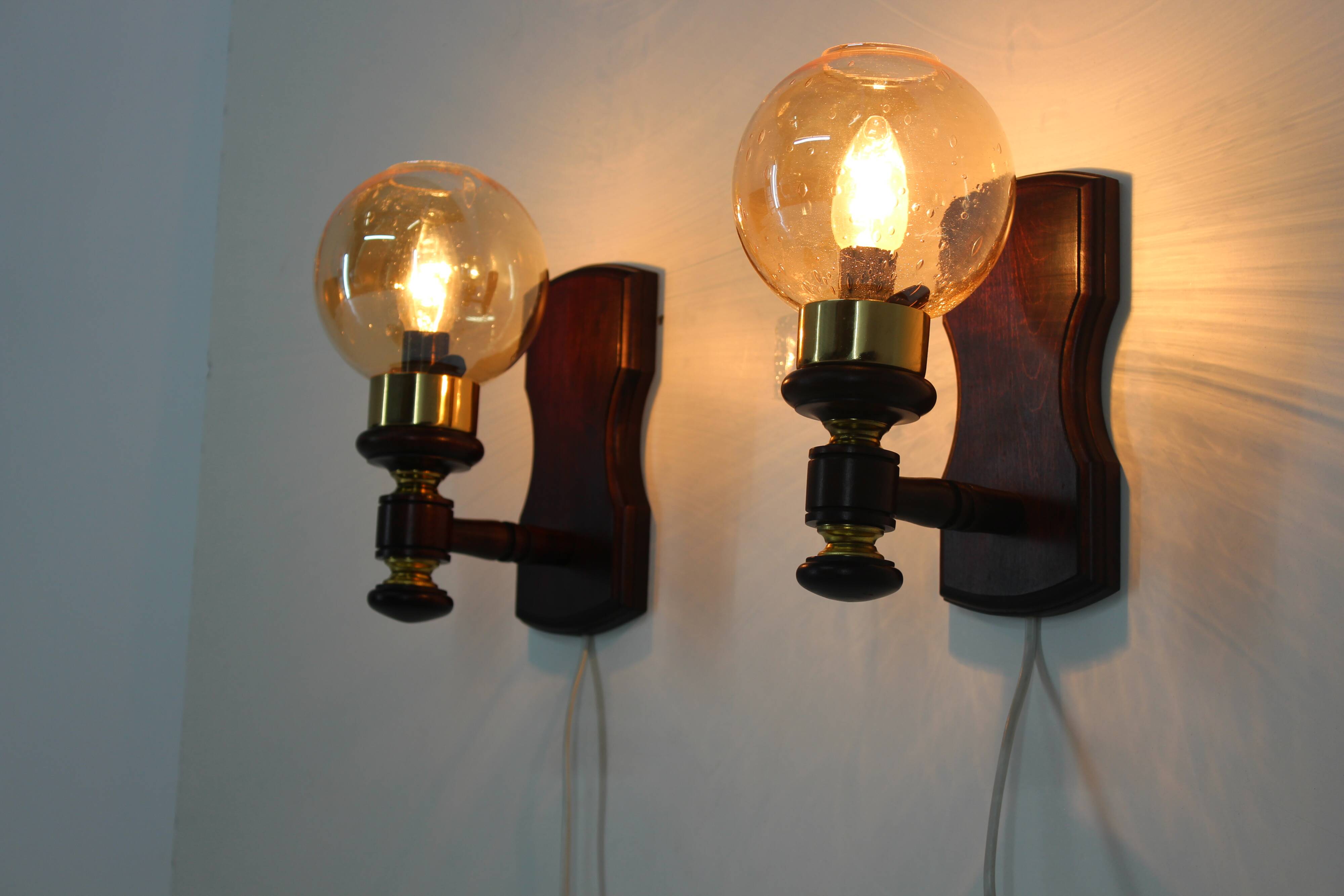 Pair of wall lamps Pokrok Žilina 1970