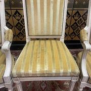Pair of Louis XVI style cabriolet armchairs and Louis XVI chair