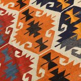 8x12 Multicolor Geometric Vintage Kilim Rug, 252x361Cm