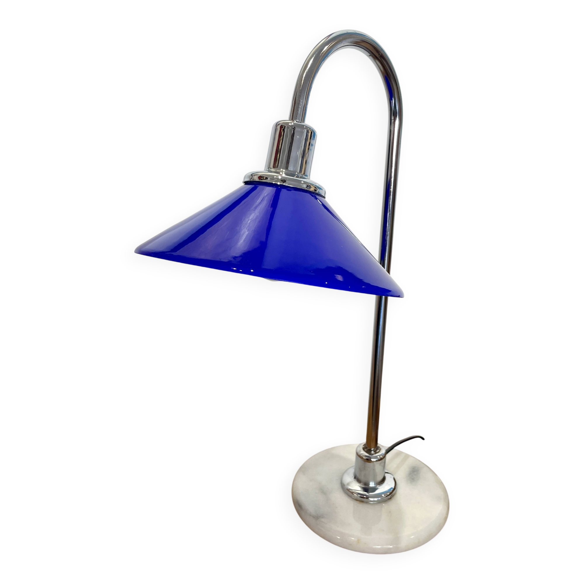 Blue opaline lamp with a marble base