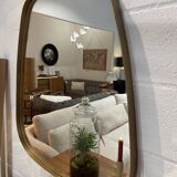 Rear view mirror and free form brass outline 75x65cm