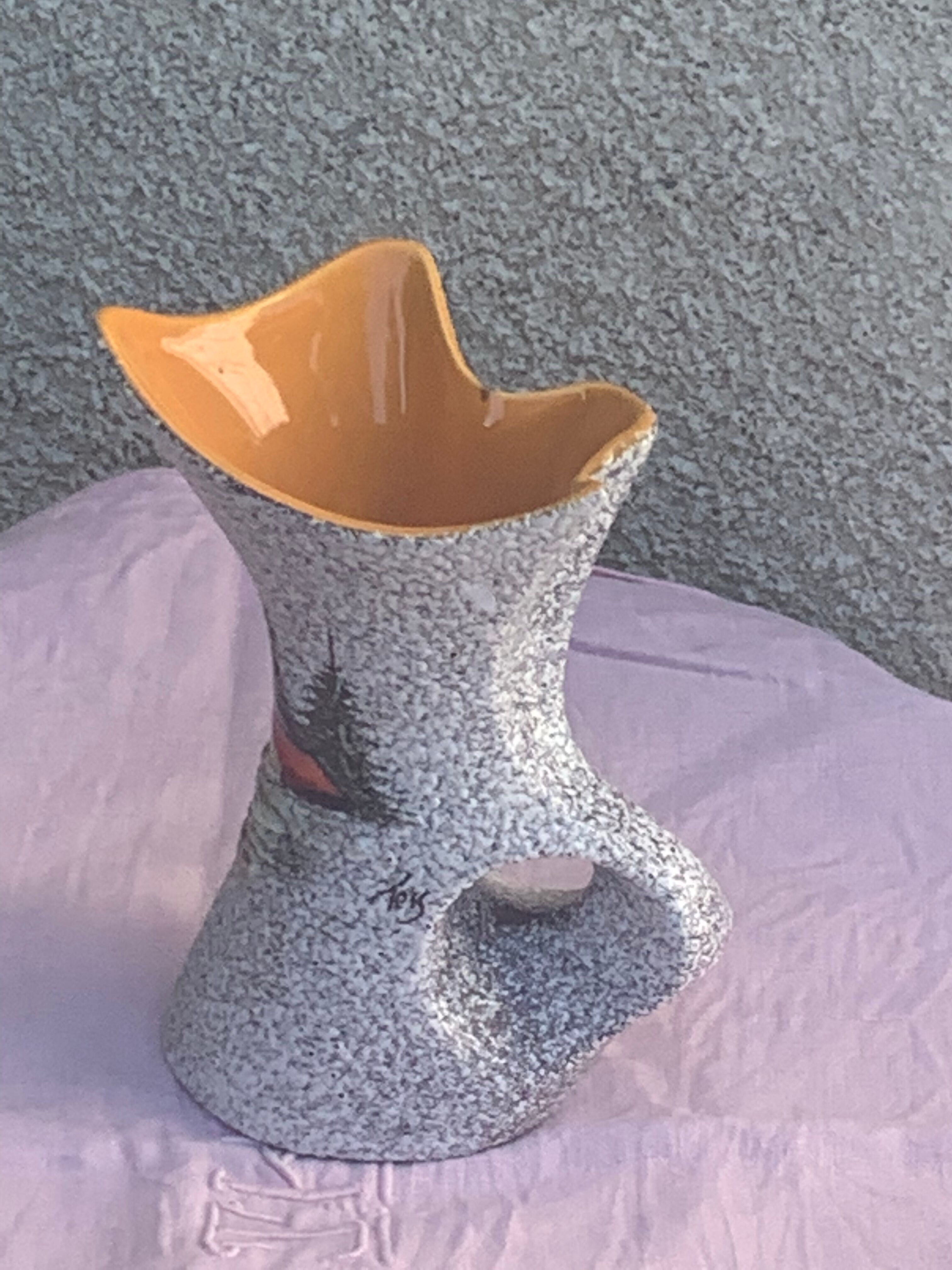 Vase tess in glazed ceramic pattern vintage and collector mountain chalet