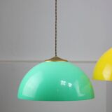 Mid-century italian brass and plexiglass pendant lamp, set of 2